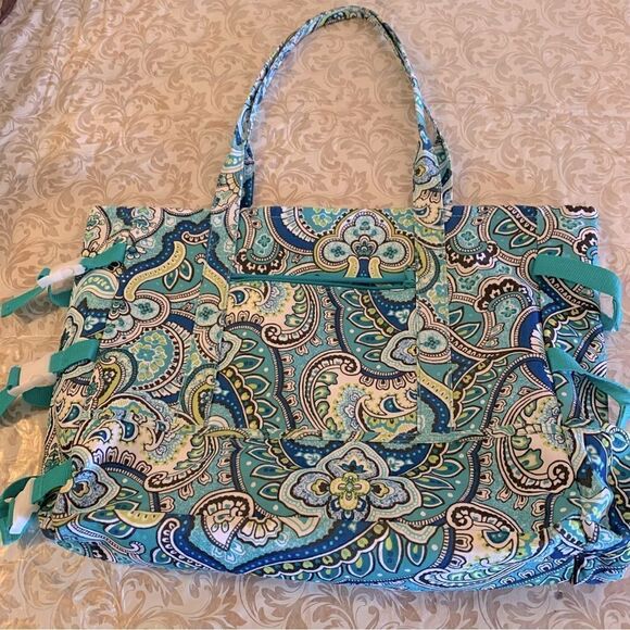 Laura Ashley Diaper Bag Tote Bag Blue Green Paisley Gorgeous - Picture 1 of 8